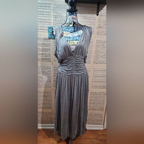 Burberry Dress XL 12 14 Jersey Tank Gray Ruched